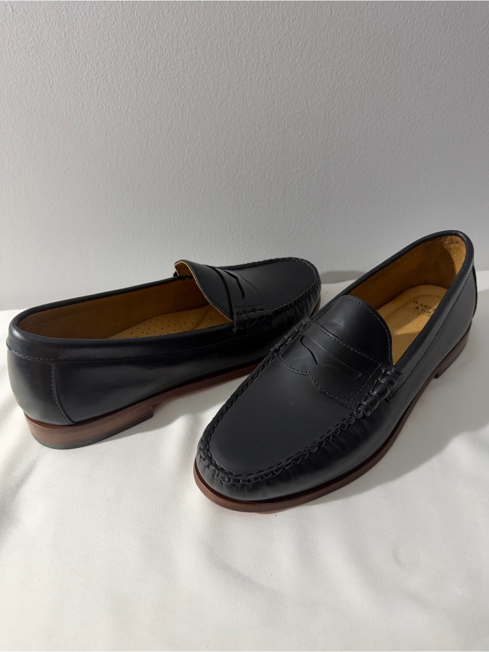 WARFIELD & GRAND MENS BLACK LEATHER PENNY LOAFER bran new